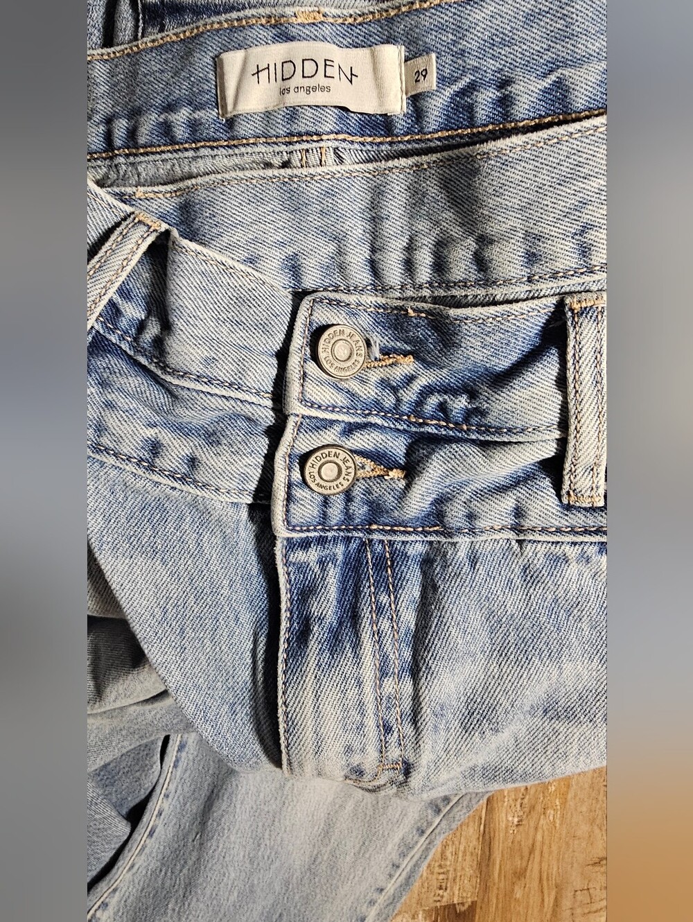 HIDDEN Logan High Rise Dad Wide Leg Jeans Crossover Waist Distressed 29